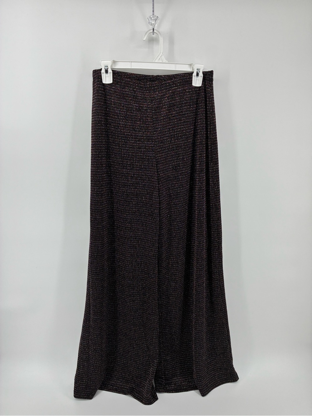 Nina Leonard Black with Rainbow Metallic Thread Wide Leg Pants